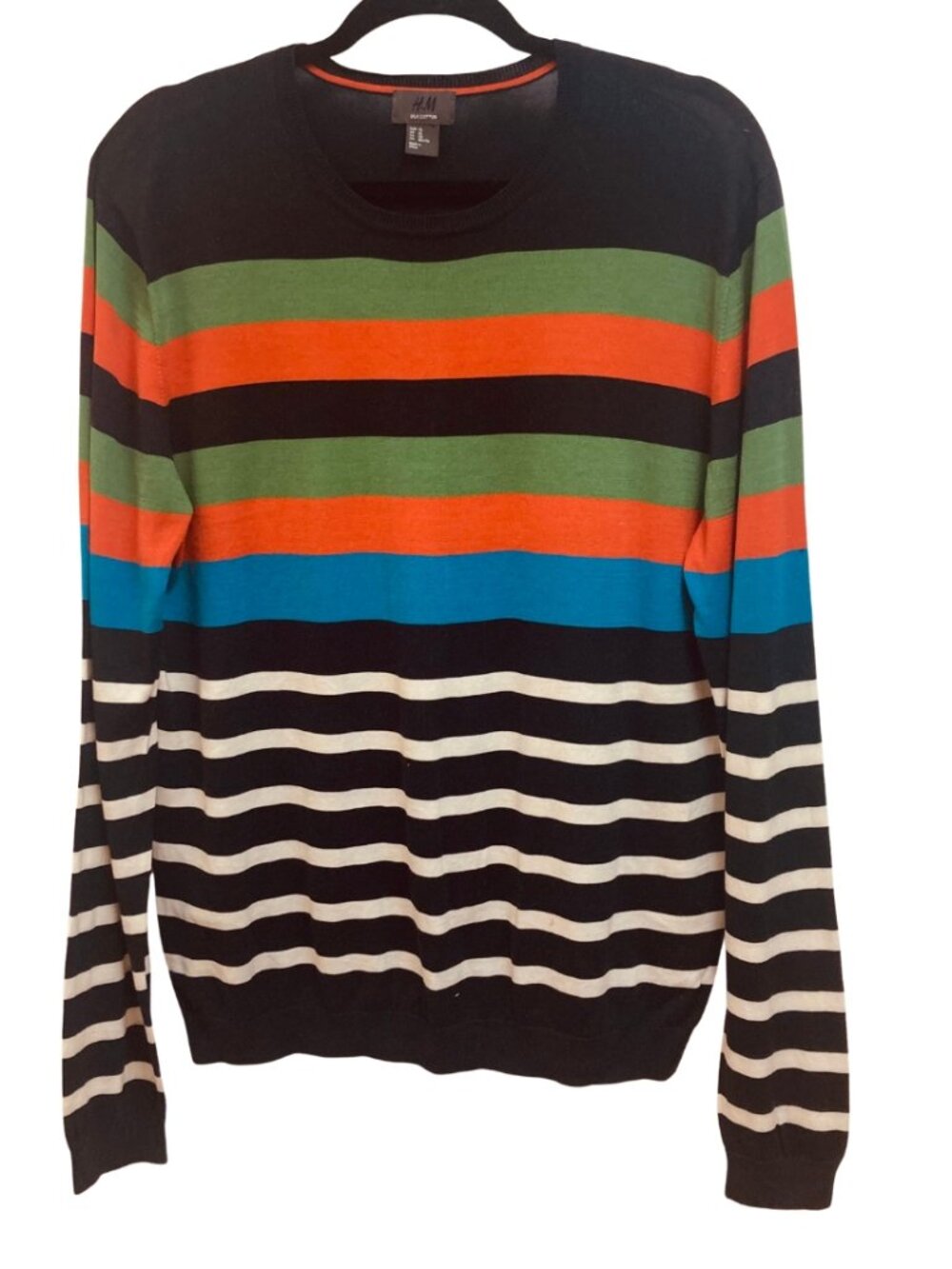 H&M Colorful Striped Silk/Cotton Blend Longsleeved T Shirt Size XL